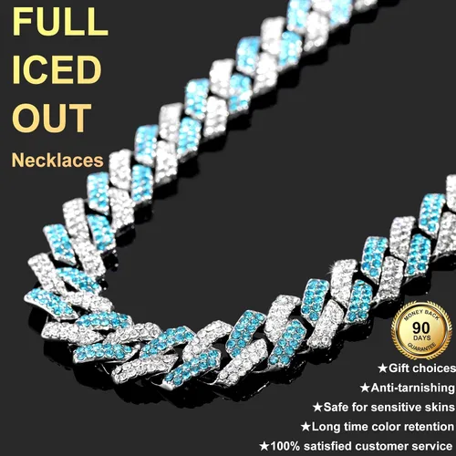 Vista 7 de loumssiy Cadena de eslabones cubanos de Miami chapada en plata para hombres y mujeres, collar cubano de Miami con diamantes para hombres, joyería