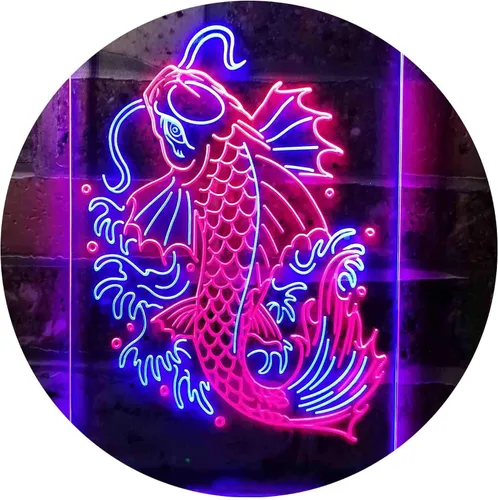 Vista 15 de ADVPRO Koi Fish Display - Letrero de neón LED de doble color, azul y rojo, 8 x 12 pulgadas st6s23-i3720-br