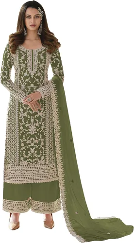 Vista 7 de STELLACOUTURE India paquistaní Eid festival red bordado material salwar kameez traje para las mujeres con dupatta 2406-O