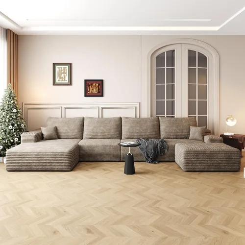 Vista 37 de AUGOP Sofá modular moderno de 96 pulgadas para sala de estar, sofá modular con sofás en forma de L, sofá tapizado sin hueso, sofá seccional con Negro