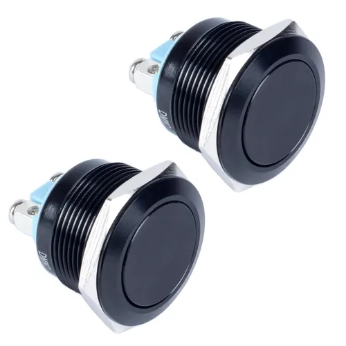 Vista 12 de Paquete de 2 interruptores de botón momentáneos de metal de 0.630 in, impermeables, IP66, terminales de tornillo antivandálicos de 12 V, 24 V, 36 V
