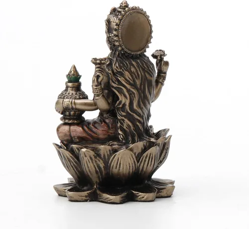 Vista 7 de Veronese Design 3 3/8" Lakshmi sentado en Lotus espiritual resina estatua pintado acabado de bronce