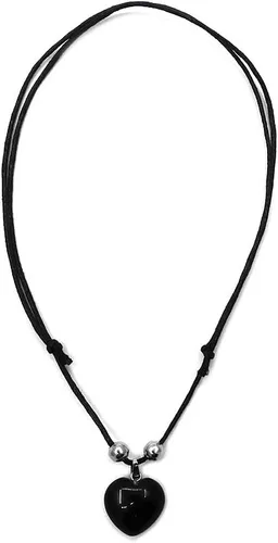 Vista 2 de Collar ajustable con dije de cristal curativo en forma de corazón, joyería de chakras hecha a mano para mujer, accesorios bohemios Negro Onyx
