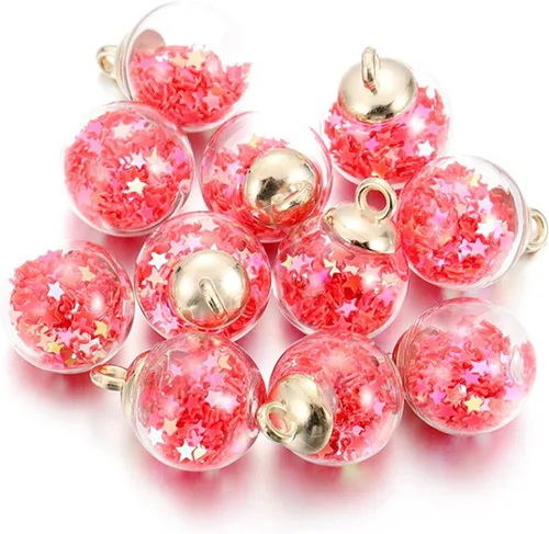 Vista 7 de 10 unids/lote de 0.630 in transparente bola de cristal encantos estrella lentejuelas colgantes para DIY pendientes collar joyería fabricación