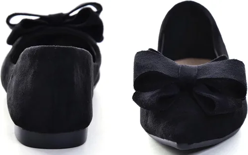 Vista 2 de SAILING LU Zapatos planos de ballet con nudo de lazo para mujer, zapatos planos con punta puntiaguda, zapatos de vestir, zapatos de vestir