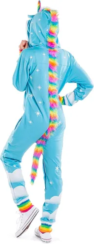 Vista 2 de Tipsy Elves Mono de disfraz - Disfraz de unicornio con capucha para mujer con cola de arcoíris