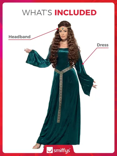 Vista 4 de Smiffys Disfraz de doncella medieval para mujer