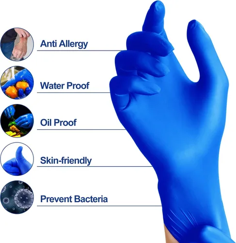 Vista 3 de Guantes de nitrilo de 4 mil sin polvo, guantes de limpieza desechables sin látex, 100