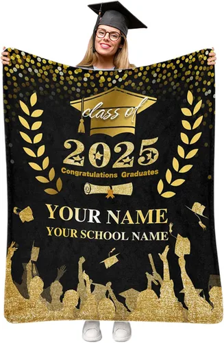 Vista 33 de Manta personalizada de graduación 2025, manta personalizada para regalo de graduación con nombre de la universidad, manta de felicitación