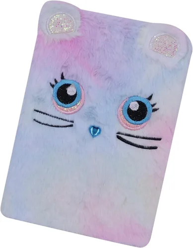 Vista 2 de ZGMYC Kids Cute Cat Diary Journal Fuzzy Plush Notebook Writing Planner for School Office Supplies, 160 Pages