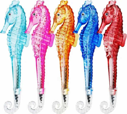 Vista 10 de Abhay Bolígrafo de pescado con purpurina, regalos de moda, paquete de 10 bolígrafos creativos para decoración de peces, suministros de fiesta