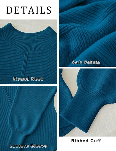 Vista 7 de TECREW Suéter de manga larga con cuello redondo para mujer, suéter de punto acanalado suave