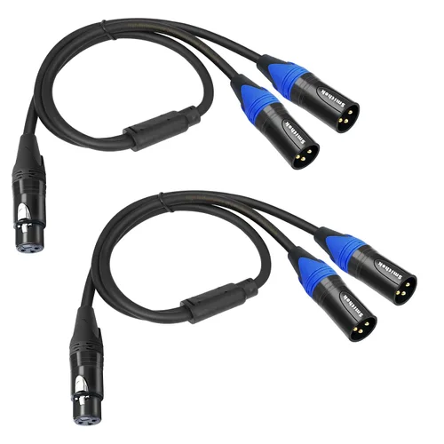 Vista 8 de Smithok Cable divisor XLR, hembra a doble macho Y (divisor XLR 1 hembra a 2 macho), adaptador de audio de cable divisor de micrófono equilibrado