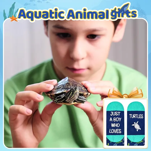 Vista 5 de HAPPYPOP Regalos de tortuga para adolescentes y niños, regalos para amantes de los animales del océano para adultos, calcetines de tortuga