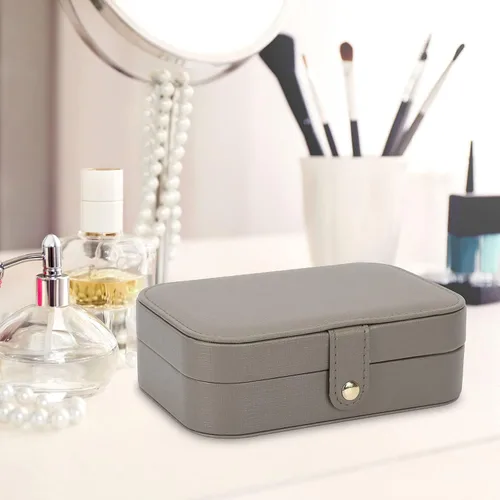 Vista 7 de FEISCON Organizador de joyas, pequeño joyero, mini joyero, estuche de viaje, almacenamiento y organizador portátil de joyería, caja