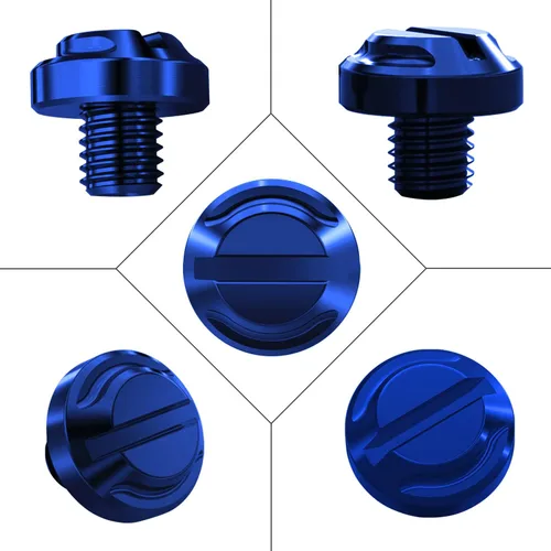 Vista 3 de 4 tapones para agujeros de espejo azul para motocicleta, 2 regulares+2 reversas M8x1.25 (azul, M8>2 regular + 2 reverso)