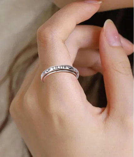Vista 4 de DAOCHONG Sigil of Lilith - Anillos giratorios de plata de ley S925 para aliviar la ansiedad, aliviar el aburrimiento, autismo, TDAH, regalo