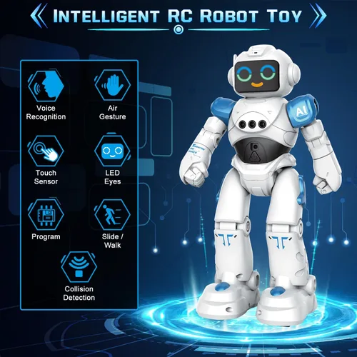 Vista 2 de VATOS Juguetes Robot para Niños – Robot Inteligente Parlante de Control Remoto por Voz, Sensor de Gestos Programable Juguetes Robot Emo para Niños