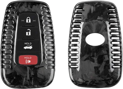 Vista 10 de Funda para llavero de fibra de carbono genuina para Toyota 86 GT86 Avalon C-HR Camry Corolla Highlander Land Cruiser Prado Prius RAV4 2016-2023
