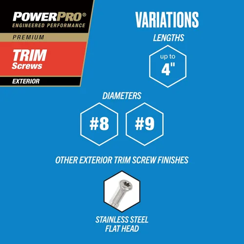 Vista 6 de Power Pro 48630 Tornillos de molde, #8 x 1-5/8", tornillos multiusos para madera, cubierta, compuesto y moldura exterior, resistente a la corrosión