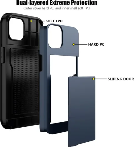 Vista 125 de Nvollnoe - Funda para iPhone 14 con tarjetero [tienda de 5 tarjetas] Negro - Almacenamiento más grande
