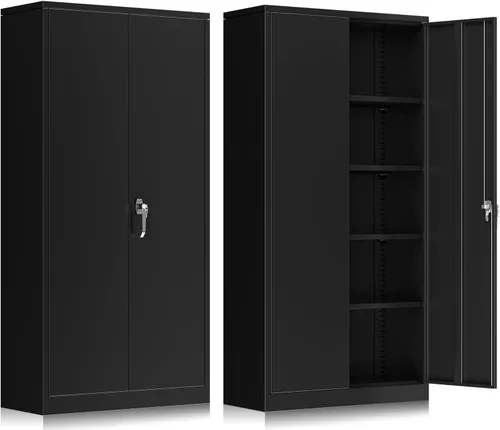 Vista 38 de INTERGREAT Armario de almacenamiento de metal con cerradura, gabinete de almacenamiento de metal con cerradura de 72 pulgadas de alto con puertas