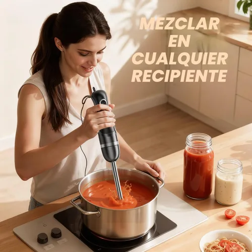 Vista 7 de Turelar Immersion Blender Corded 400W, 2 Speed, Emulsifier, Blend, BPA-Free Batidora de mano, mango ergonómico, cuchillas de acero inoxidable Negro