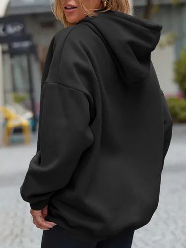 Vista 4 de Trendy Queen Sudaderas con capucha de forro polar de gran tamaño para mujer, cómodas, informales, holgadas, ligeras, para otoño e invierno
