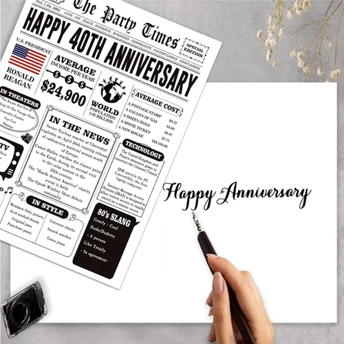Vista 4 de Missonemi Tarjeta de regalo de 40 aniversario para mujeres y hombres, tarjeta jumbo de 40 aniversario de boda, ideas de regalo para abuelo, abuela