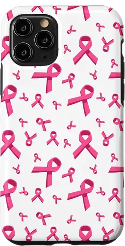 Vista 29 de Funda de soporte para iPhone 17 de mujeres de concientización sobre el cáncer de mama con patrón de cinta rosa