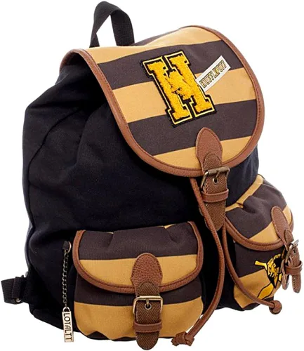 Vista 2 de Harry Potter Hufflepuff Varsity Mochila de 14 x 17 pulgadas, Negro -, Cordón
