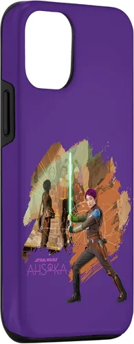 Vista 3 de iPhone 12/12 Pro Star Wars Ahsoka Part Two Sabine Wren Mural y estuche de sable de luz