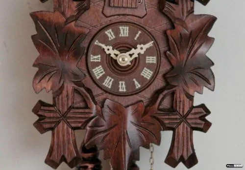 Vista 3 de Hekas - Reloj de cuco alemán con movimiento de 8 días, estilo tallado, 12.00 pulgadas, auténtico reloj de cuco de bosque negro