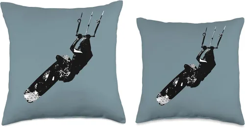 Vista 3 de Kitesurf Gifts and Surf Lover Tees by taiche Kitesurfing Lover Illustration Throw Pillow, 16x16, Multicolor