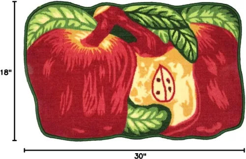 Vista 2 de Sweet Apple - Tapete de cocina antideslizante con estampado de manzana, llamativo, antideslizante, colores vibrantes con hojas verdes