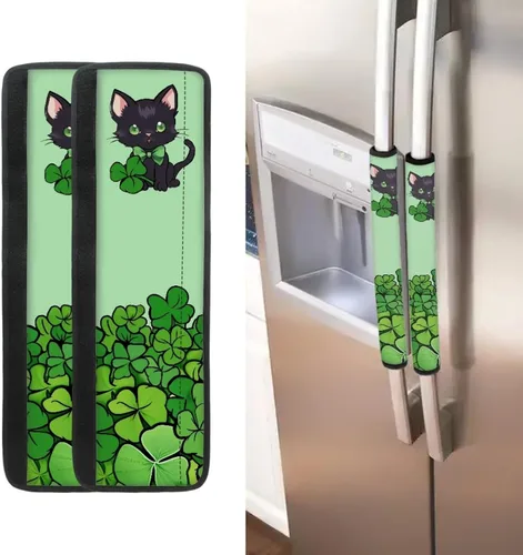 Vista 27 de Juego de 2 fundas para manija de puerta de refrigerador con estampado de copos de nieve de aguacate, protector de manija de puerta de cocina lavable