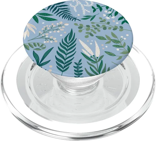 Vista 7 de Follaje de helecho botánico verde y baya blanca con diseño floral PopSockets intercambiables PopGrip