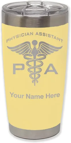 Vista 13 de LaserGram Vaso aislado al vacío de 20 onzas, asistente médico PA, grabado personalizado incluido (negro)