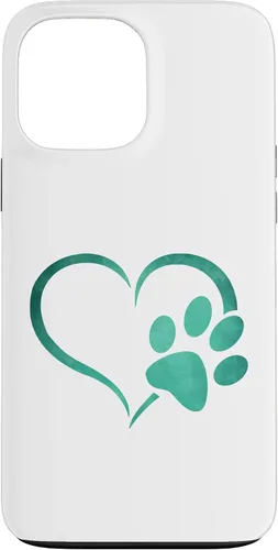 Vista 23 de Vintage green Dog Paw Print heart For Dogs Lover Case for iPhone 16