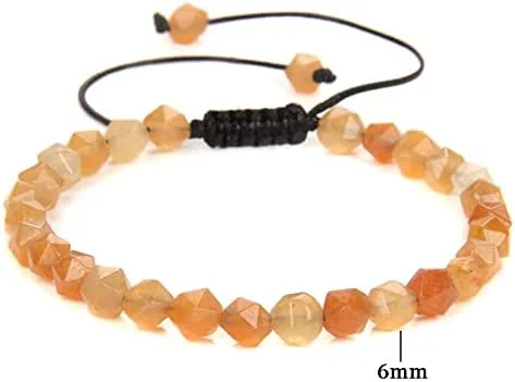 Vista 5 de Pulsera de cuentas de piedra facetada de 0.236in, piedras preciosas naturales, pulseras de ágata para hombres y mujeres, joyería vintage para yoga
