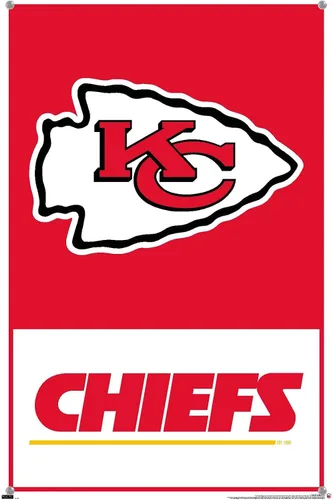 Vista 4 de Trends International NFL Kansas City Chiefs - Póster de pared con logotipo 21, 14.72 x 22.37 pulgadas, paquete de póster premium y alfileres