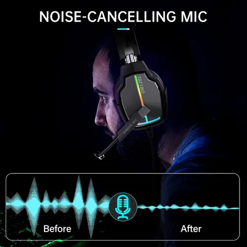 Vista 5 de New Gaming Headset for PC PS4 PS5 Xbox One Switch Stereo PS4 Headset with 90 Rotatable Earpads Noise-Cancelling Mic