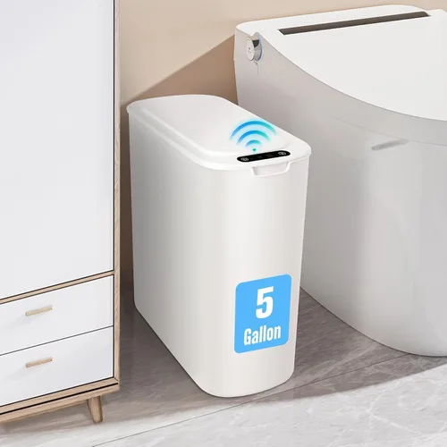 Vista 10 de Cesun Bote de basura automático de 5 galones con tapa, negro, sin contacto