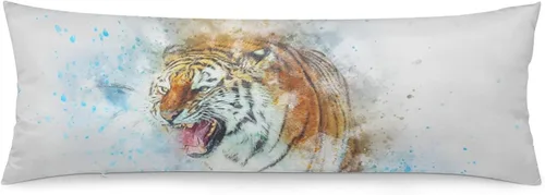 Vista 16 de Funda de almohada corporal, funda de almohada extra grande con cara de animal y gato grande, diseño de animal salvaje, funda de almohada corporal