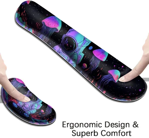 Vista 3 de Alfombrilla de escritorio, alfombrilla de mouse grande para juegos con reposamuñecas, 4 en 1 XXL, reposamuñecas para teclado, soporte de muñeca
