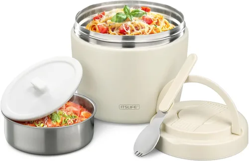Vista 17 de Termo de sopa para comida caliente, contenedor de almuerzo aislado de acero inoxidable de 32 onzas, termo de boca ancha para sopa y alimentos, Negro