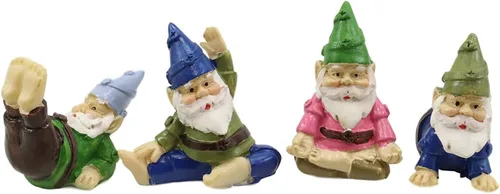 Vista 9 de Ebros - Juego de 12 figuras en miniatura pequeñas de gnomos de hadas, diseño de hadas, diseño de gnomos de yoga, colección de fantasía, decoración