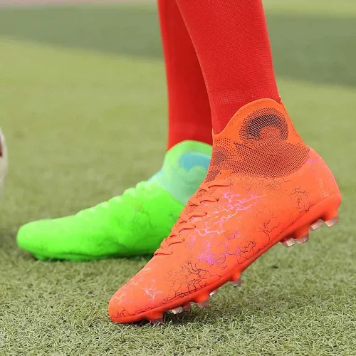 Vista 5 de Tacos FG unisex para entrenamiento atlético, antideslizantes, largos y altos, zapatos de fútbol para jóvenes