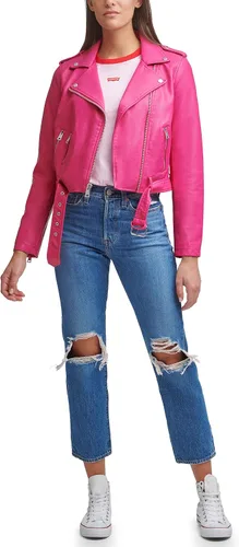 Vista 3 de Levi's - Chaqueta de motociclista de piel con cinturón para mujer (tallas estándar y extragrandes)