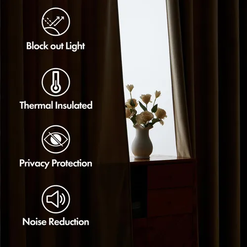 Vista 5 de MIULEE Cortinas opacas plisadas de terciopelo beige